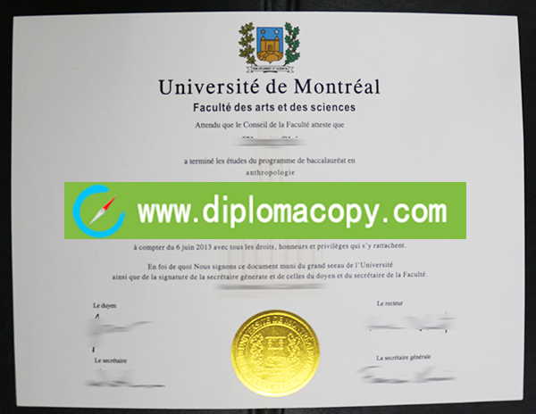Université de Montréal diploma, University of Montreal degree
