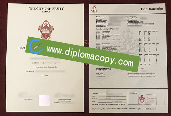 City University London diploma, City University London transcript