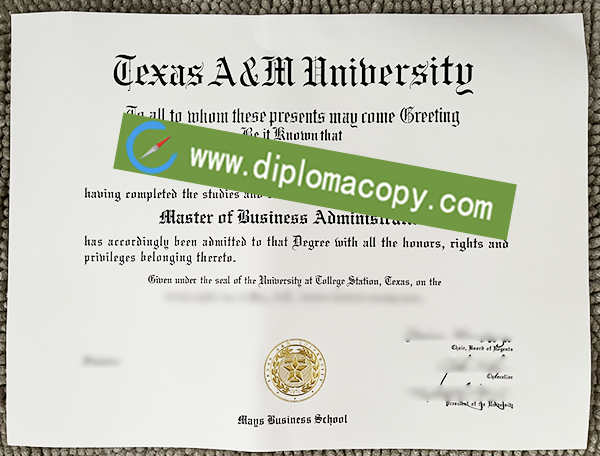 Texas A&M University degree, TAMU fake diploma