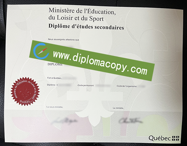 Quebec Secondary School diploma, fake Ministère de l'Éducation degree