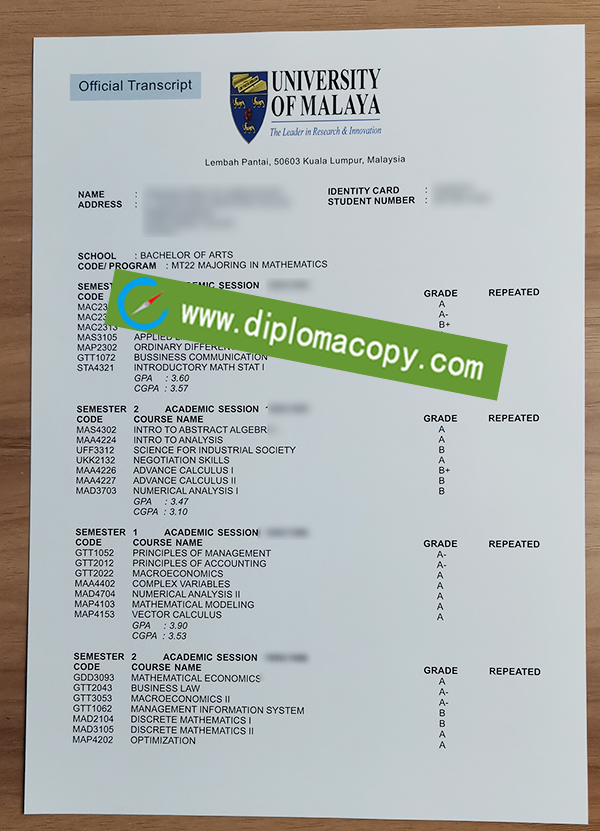 University of Malaya transcript, Universiti Malaya fake certificate
