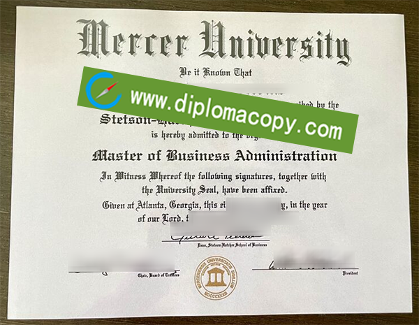 Mercer University diploma, fake Mercer University degree