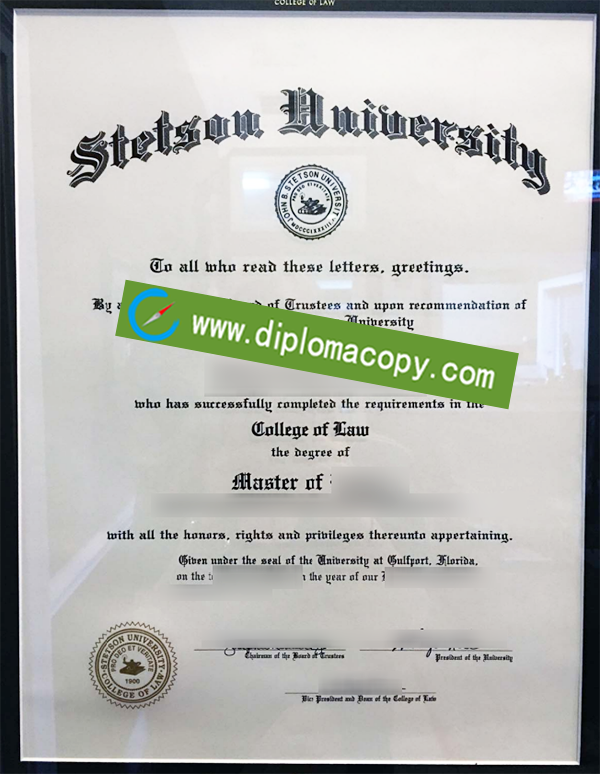 Stetson University degree, fake Stetson University diploma