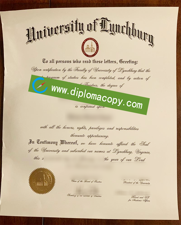 University of Lynchburg degree, University of Lynchburg fake certificate