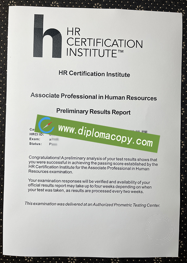 HRCI certificate, HRCI certificate report
