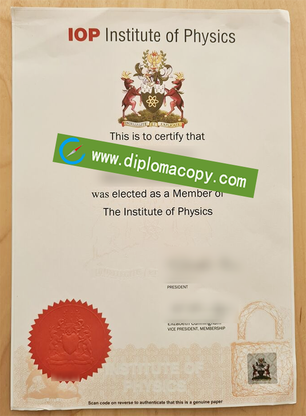 Institute of Physics certificate, IOP fake certificate