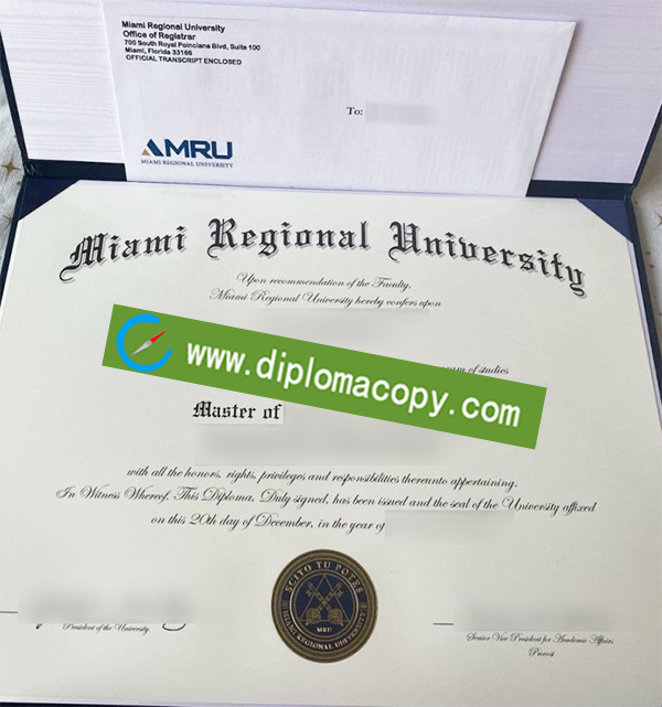 Miami Regional University diploma, fake MRU transcript 