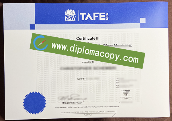 TAFE certificate, fake TAFE diploma