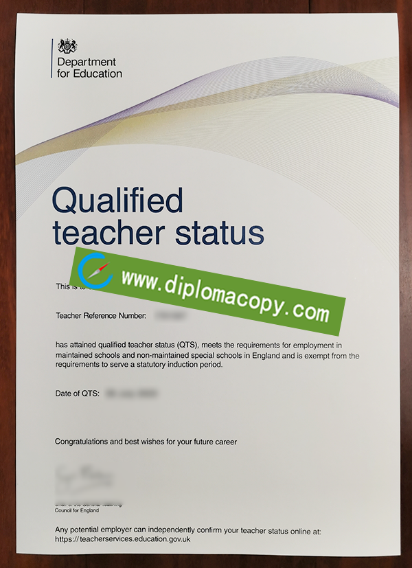 QTS Fake Certificate Qualified teacher status Diploma