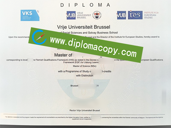 Vrije Universiteit Brussel diploma, VUB fake diploma