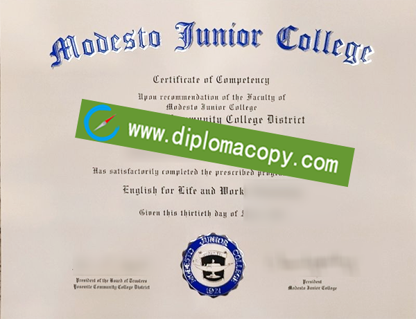 Modesto Junior College degree, fake Modesto Junior College diploma
