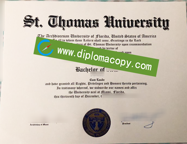 St. Thomas University degree, University of St. Thomas diploma