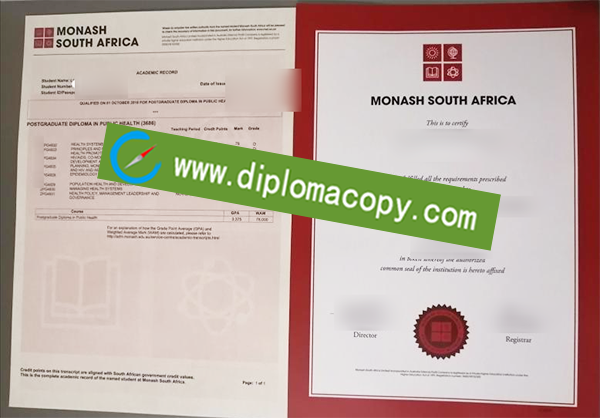 Monash South Africa diploma, IIE MSA transcript