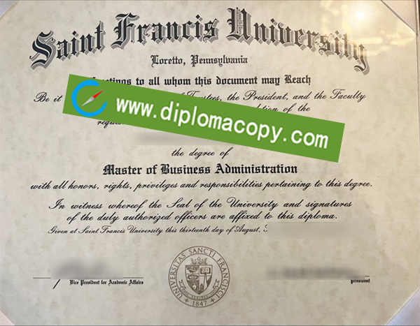 SFU diploma, Saint Francis University degree