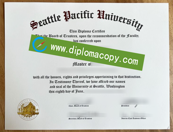 Seattle Pacific University diploma, SPU degree